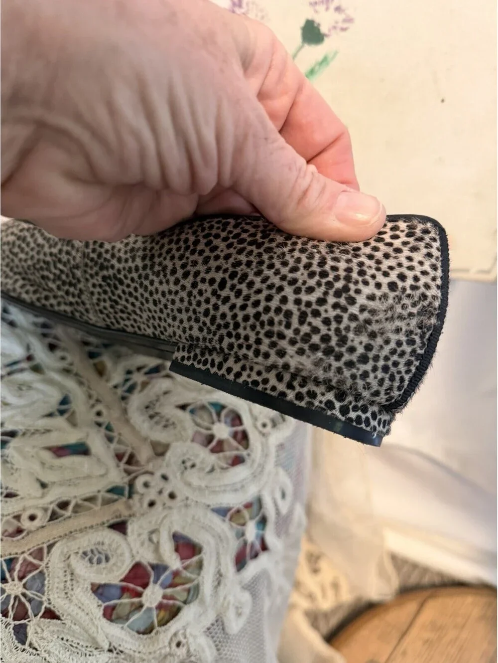Boden Vic Chisel Toe Mary Jane Dalmation Print Black Ivory Mary Jane Sz 42/10